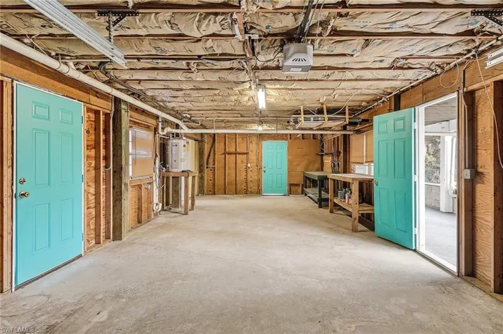 The garage has plenty of parking for at least one vehicle and a golf cart!  There is also a washer/dryer hookup, and additional storage.