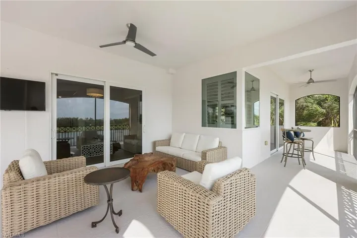Covered lanai with ceiling fans
