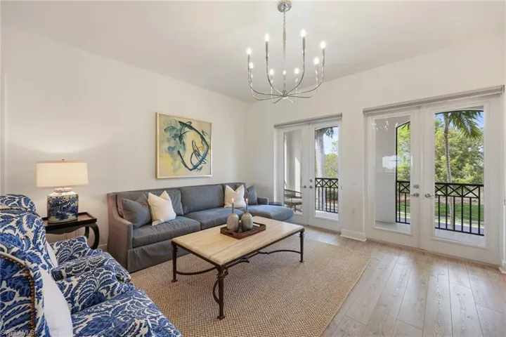 Family room with French doors to the covered balcoy