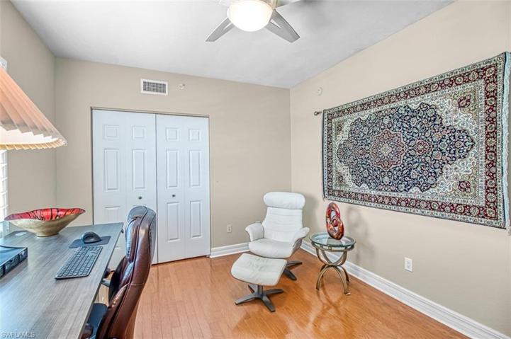 Office with wood floor