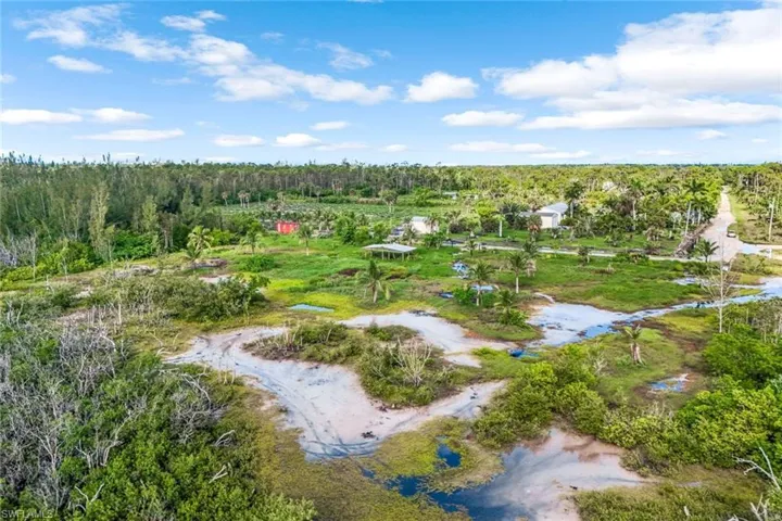 Aerial view of property's location featuring a forest