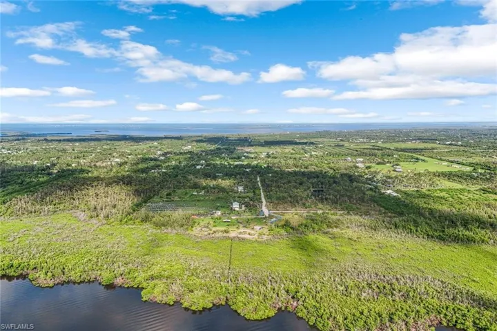 Drone / aerial view of a nearby body of water
