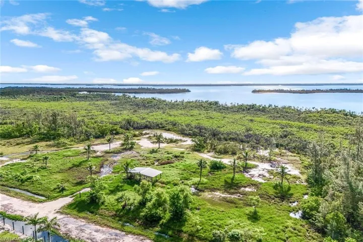 Drone / aerial view of a nearby body of water