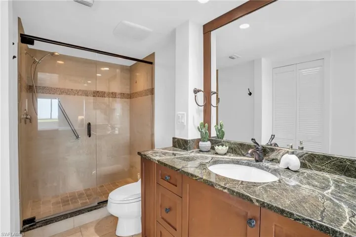 Walk in tiled shower