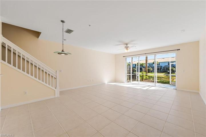 Large family room, dining room combination.