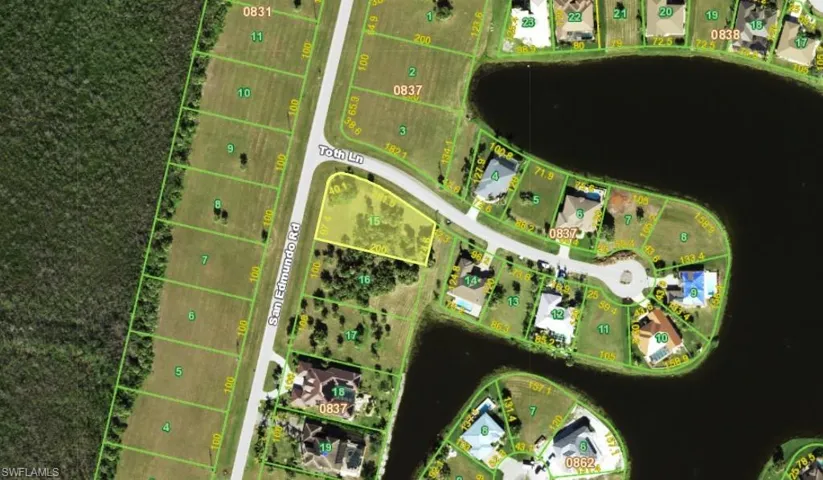 Aerial view of property's location featuring property boundaries highlighted