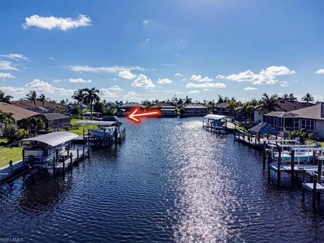 Water view with a boat dock