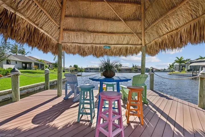 Dock area featuring a yard and a water view