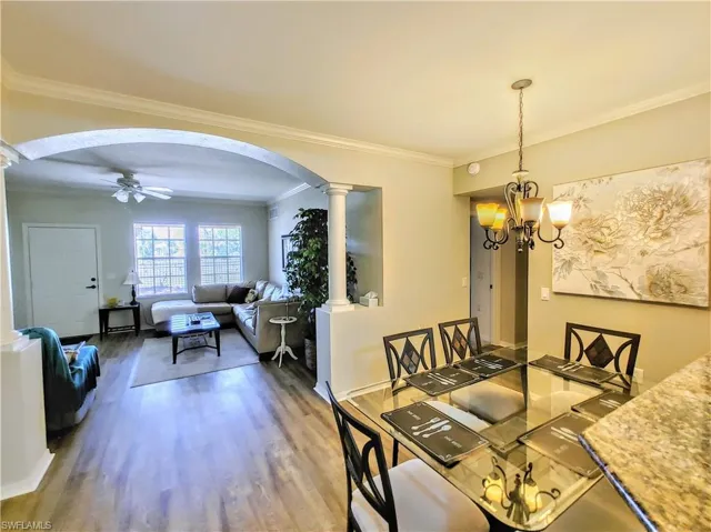 View from dining area into living area