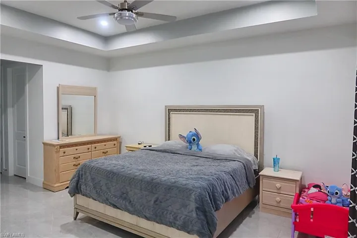 Bedroom featuring ceiling fan and recessed lighting