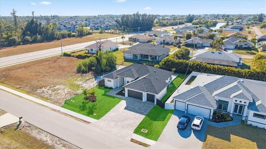 Aerial perspective of suburban area