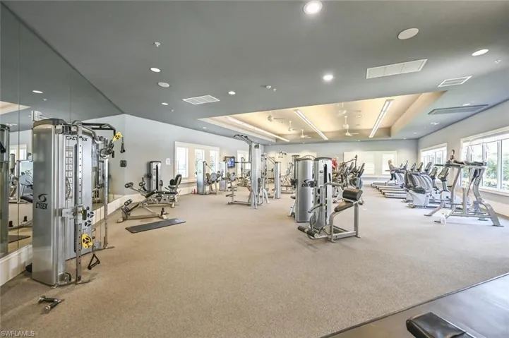 Gym with carpet floors