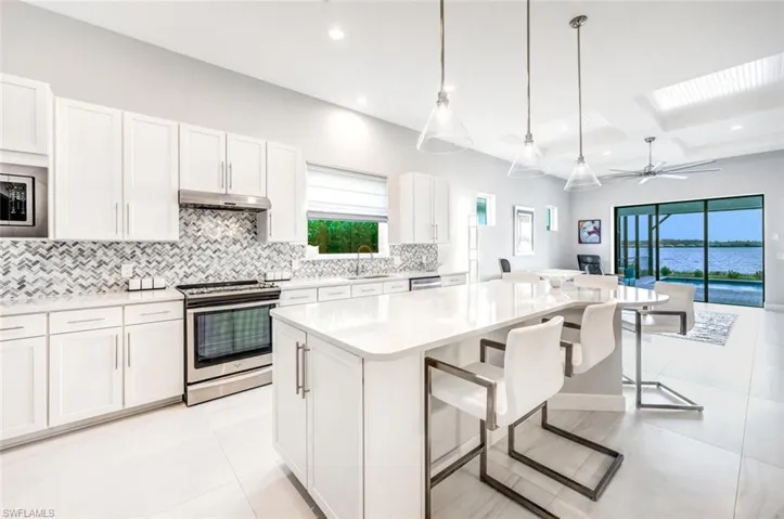 Kitchen with View of Great Room & Lake