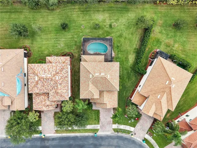 Aerial view of a pool