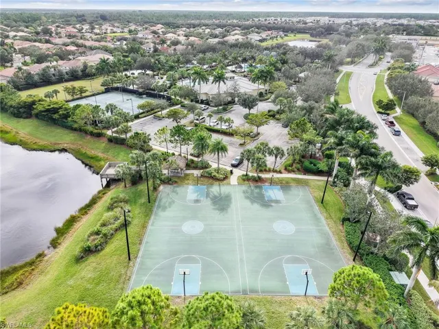 Bird's eye view of a nearby body of water