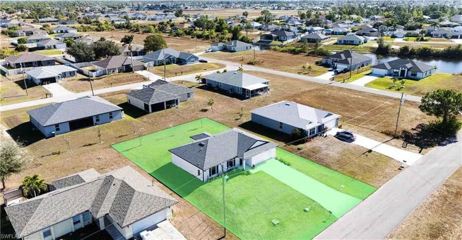 Aerial perspective of suburban area
