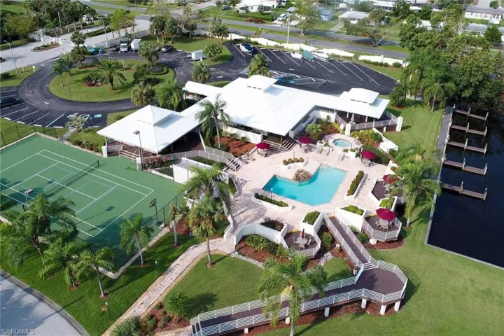 Drone / aerial view of a pool area