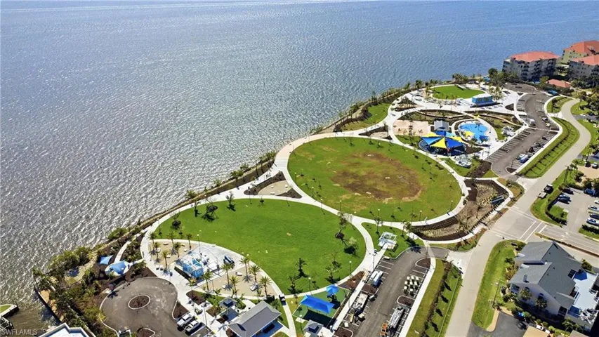 Drone / aerial view of a large body of water