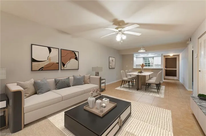 28330 Pine Haven Way Unit 67 Bonita Springs FL 34135 - Virtually staged living and dining area