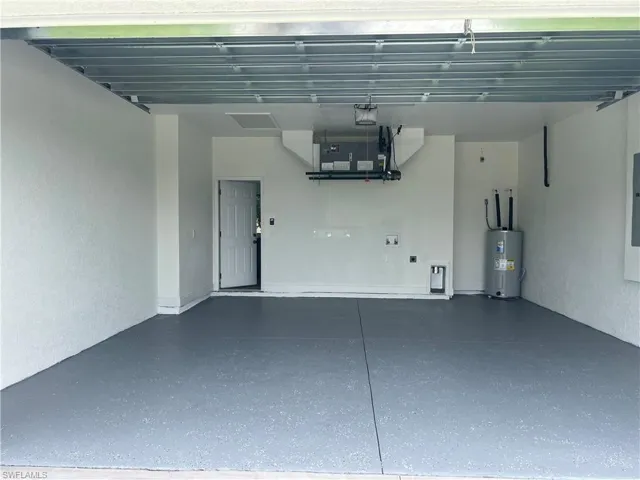 Garage with electric water heater