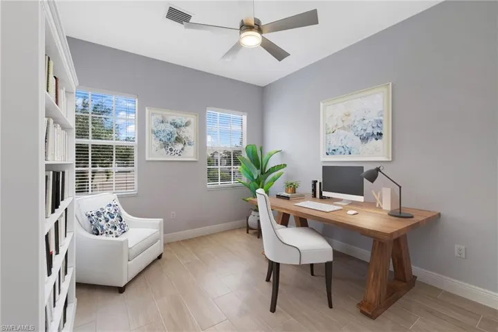 Office featuring ceiling fan