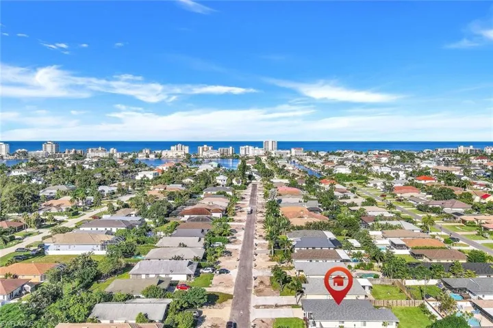 Aerial view facing west to Gulf of Mexico.
