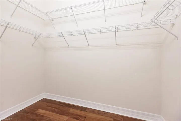 Spacious closet with hardwood / wood-style floors