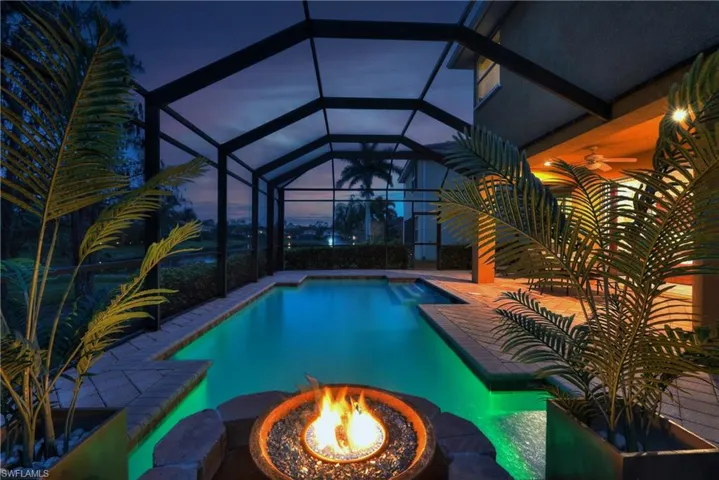 Resort-style pool dusk