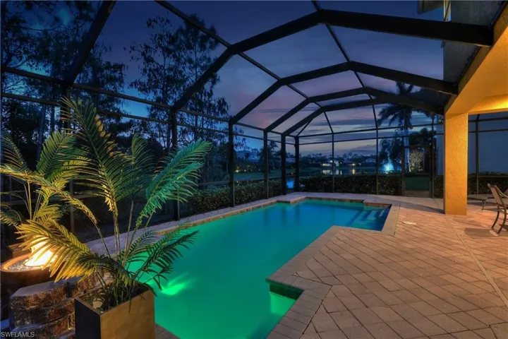 Resort-style pool dusk