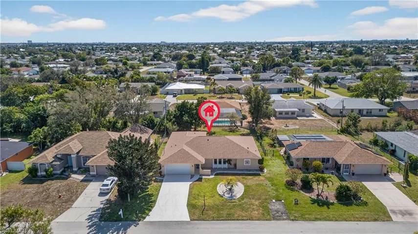 Aerial view of residential area