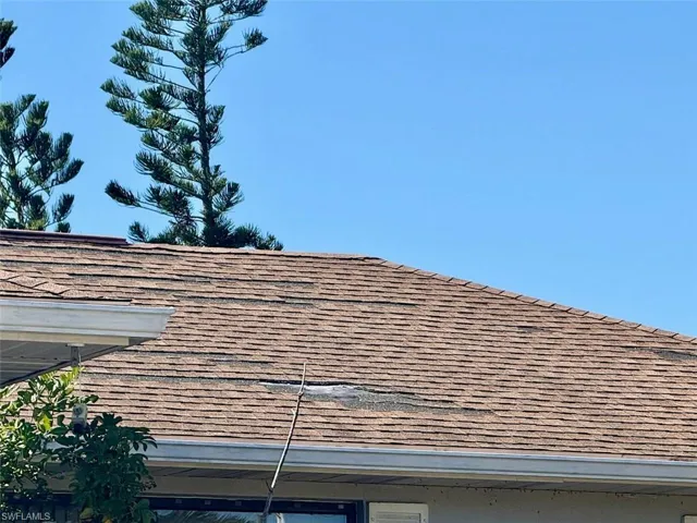 Exterior view of a shingled roof