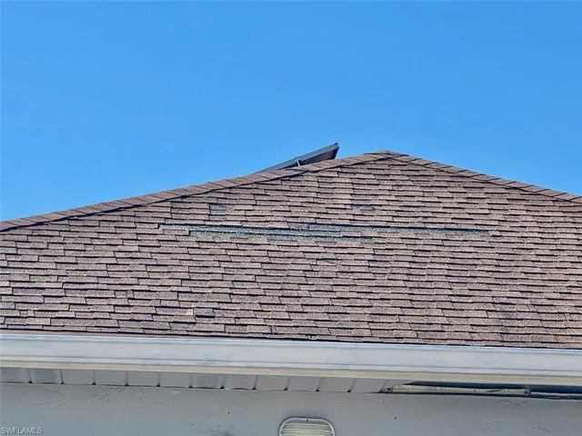 Exterior view of roof with shingles
