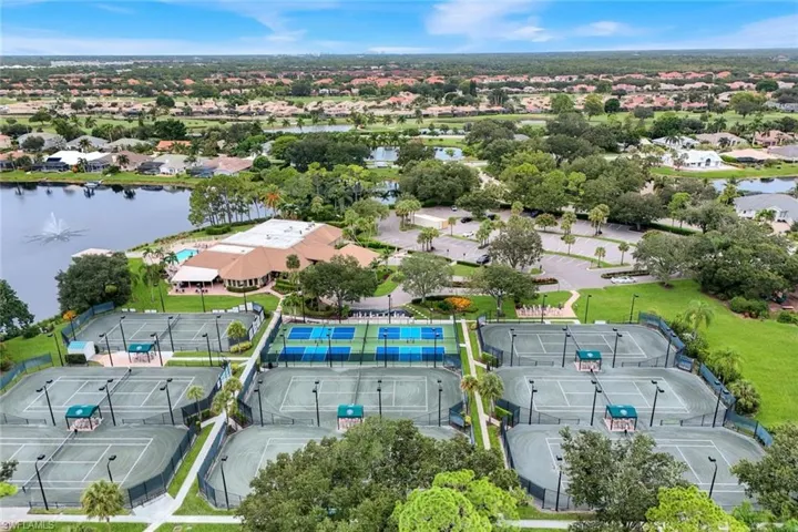 Longshore Lake facilities with 8 tennis courts and 4 pickleball courts, a restaurant, bar, gym, pool, boat dock and much more!