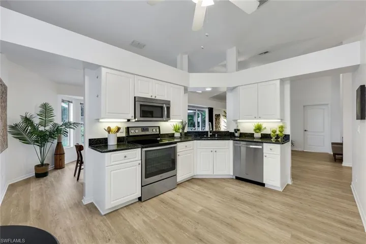view from kitchen to dining room and living room