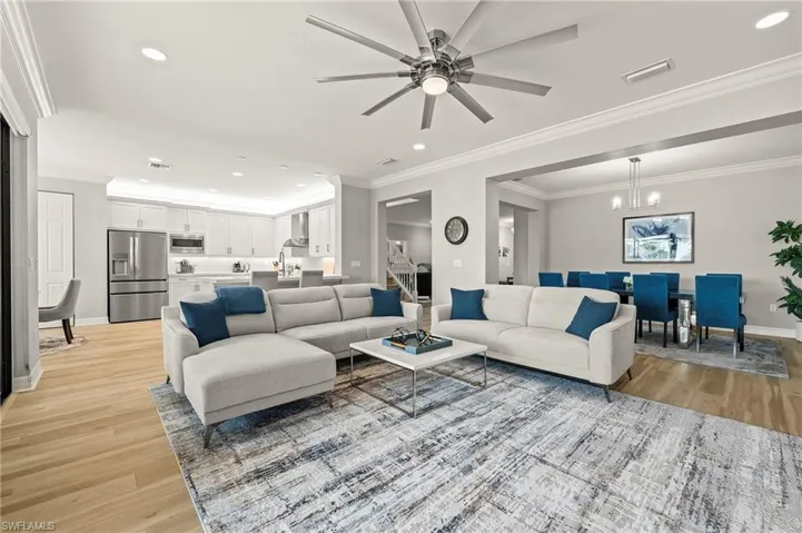 Family room, dining room & kitchen
