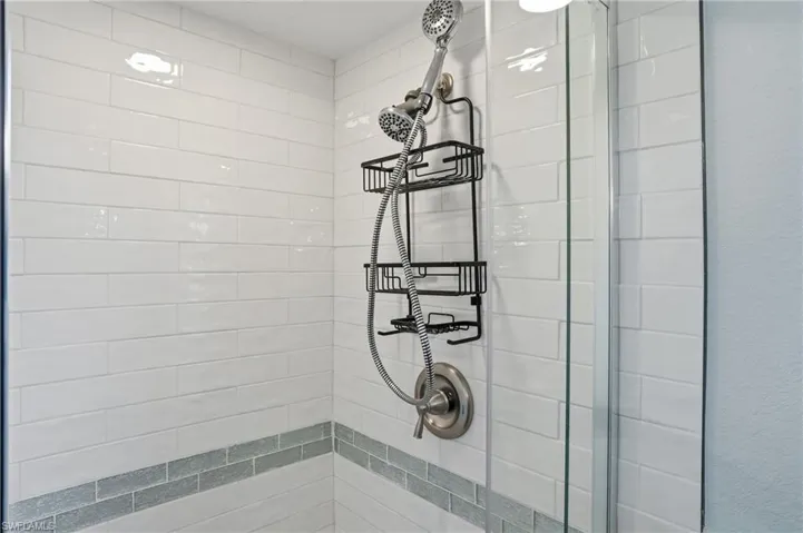 Bathroom view of a stall shower