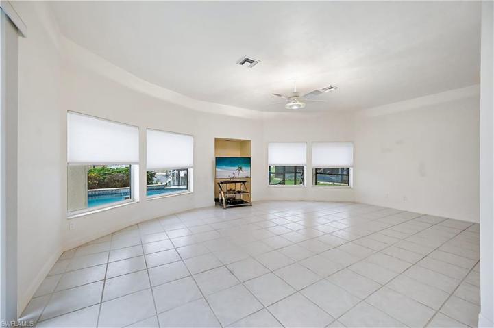 Kitchen with family room in the background