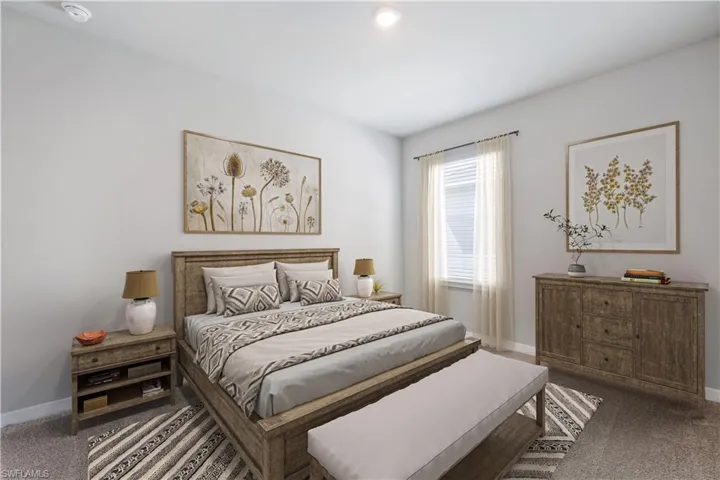 Bedroom with carpet flooring