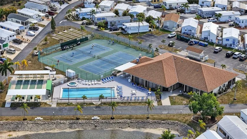 Aerial view of a pool area