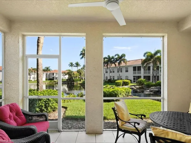 private lanai with sounds of the water feature wafting throgh the condo