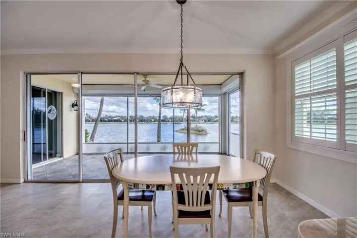 Dining area with unique lighting feature
