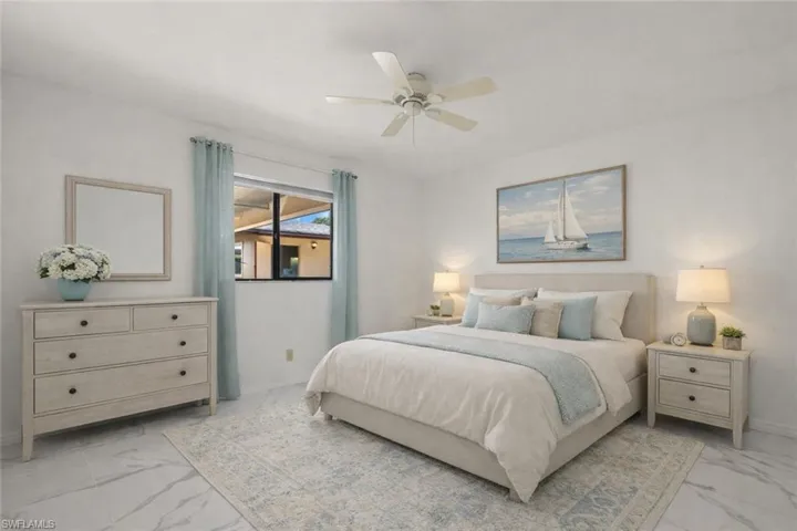 Virtually staged guest bedroom