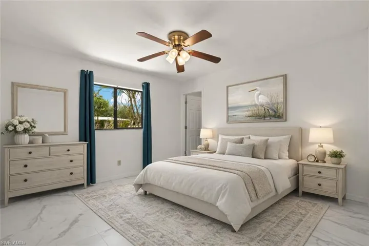 Virtually staged guest bedroom