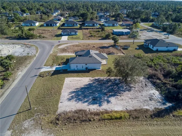 Aerial perspective of suburban area