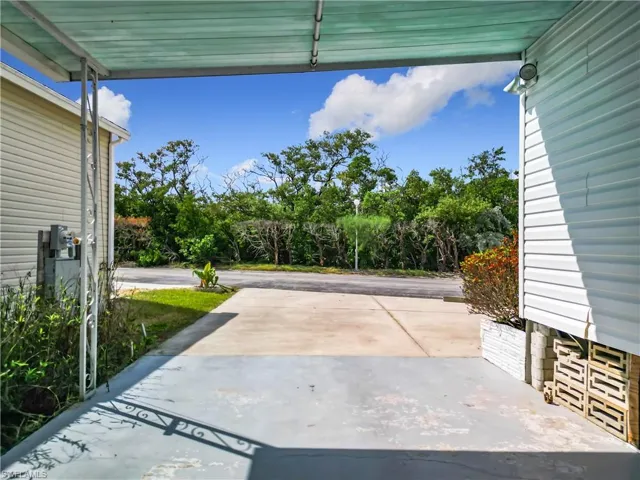 Driveway & carport, mangroves across street for privacy and protection