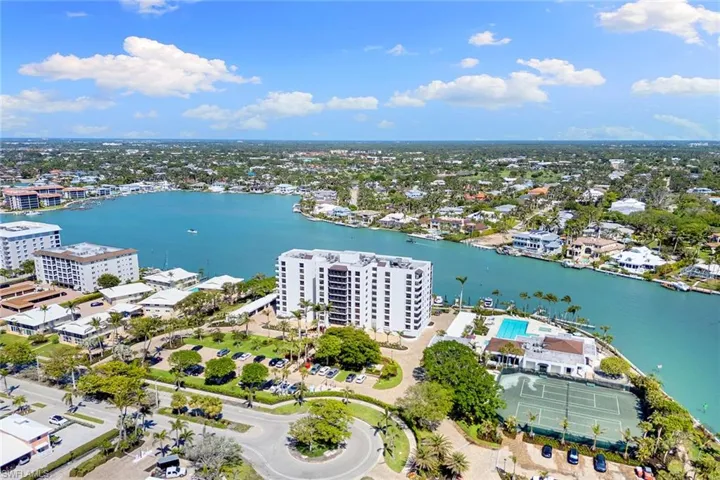Drone / aerial view of a nearby body of water