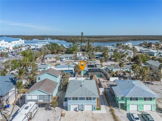 Bird's eye view featuring a water view of the back bay.