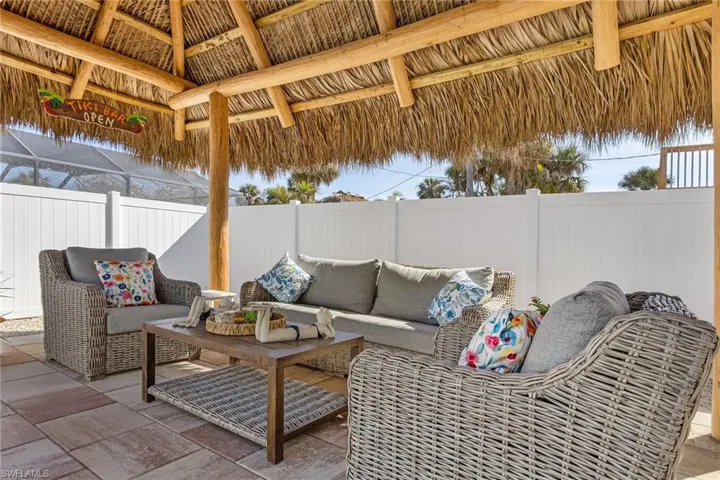 View of patio / terrace with a gazebo . . . Great place to lounge and socialize.