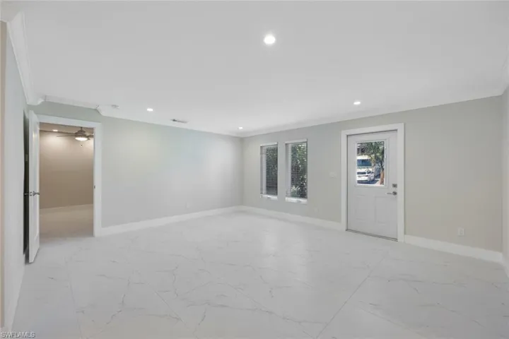 View of the entry way from the living room.