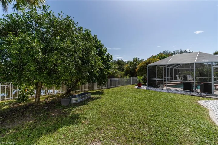 View of yard with a lanai and a fenced in pool